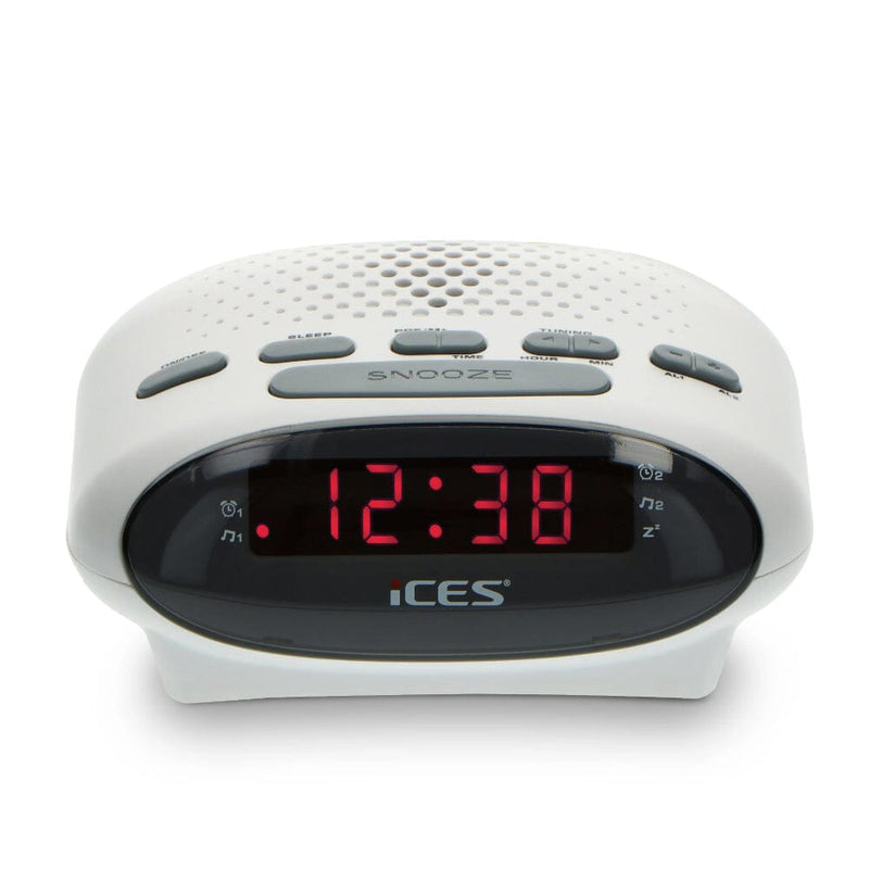 Ices Radio Alarm Clock ICR-210 White Radio Alarm Clocks 