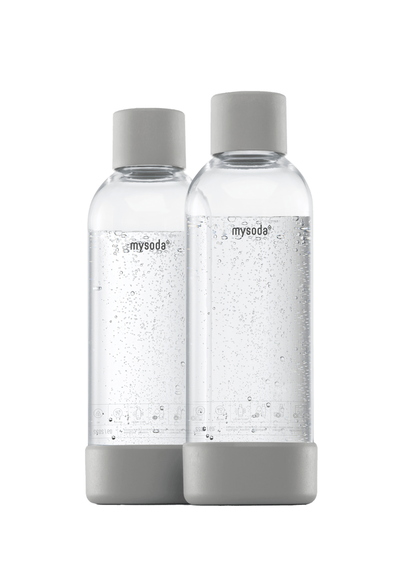 MySoda Water Bottle 1LTR (2 pack) - Multiple Colours Soda Maker Gray 