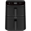 Front view of the black Cosori Turbo Tower CAF-DC121 ceramic air fryer with two stacked drawers.