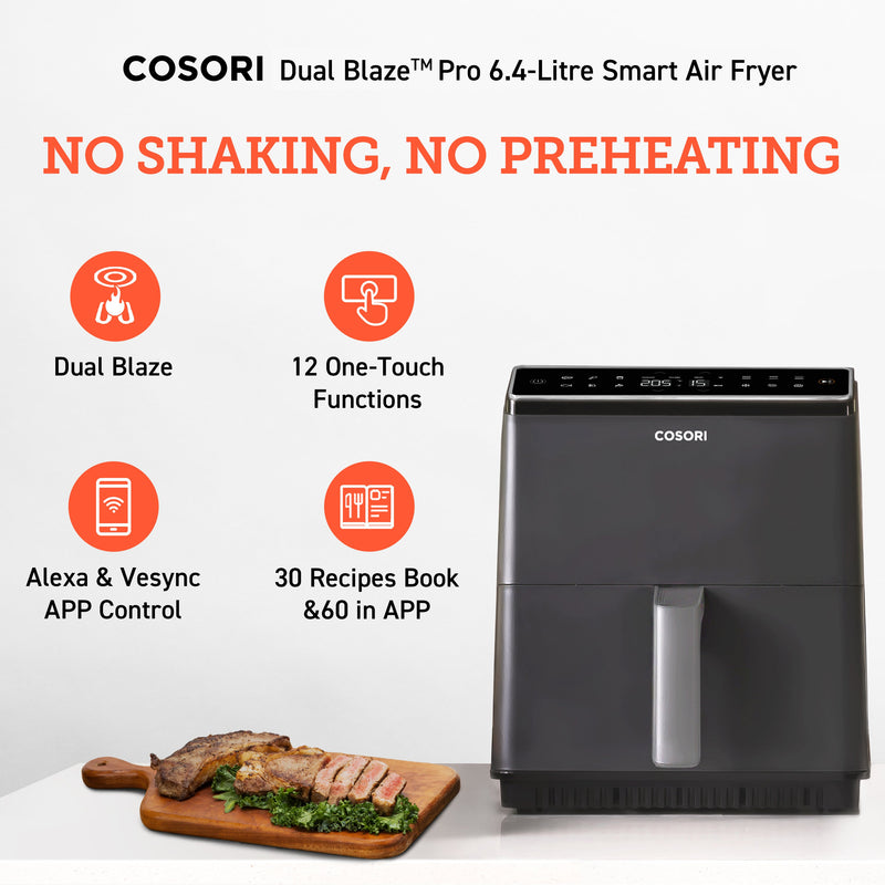 Cosori 6.4Ltr Dual Blaze Smart Air Fryer Dark Grey CAF-P681S