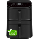 Black Cosori Turbo Tower CAF-DC121 ceramic air fryer with stacked drawers and a PFAS-free ceramic coating badge.