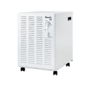 White portable air conditioner with control knobs on a white background