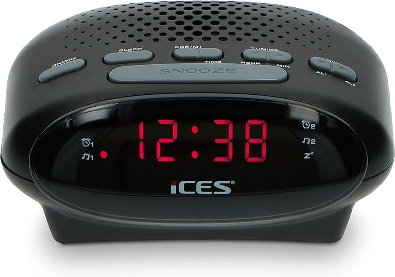 Ices Radio Alarm Clock ICR-210 Black Radio Alarm Clocks 