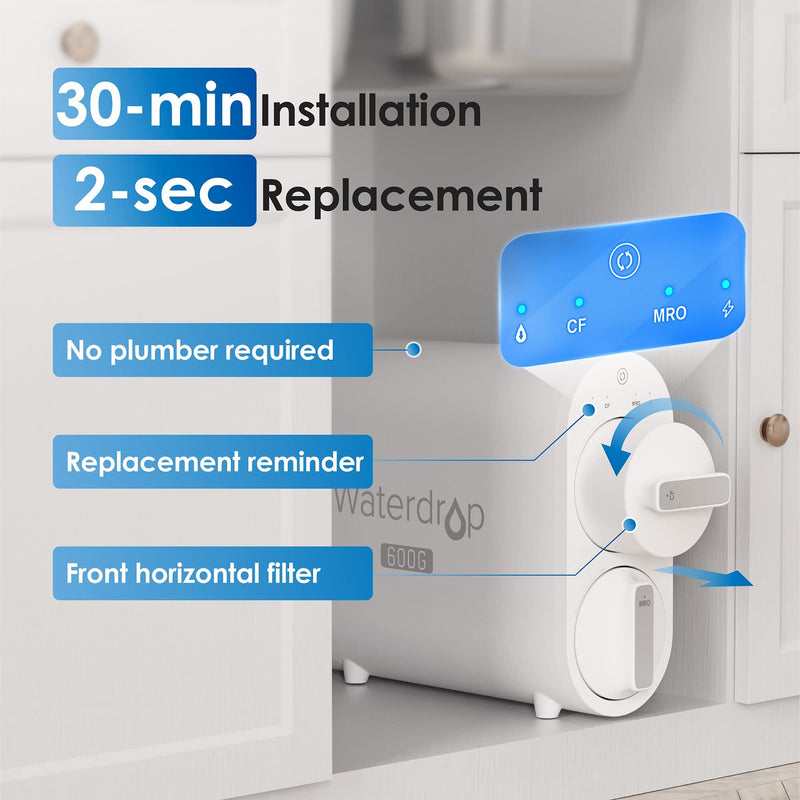 Waterdrop TankLess 7-STAGE Reverse Osmosis G2P600 Tankless Reverse Osmosis 