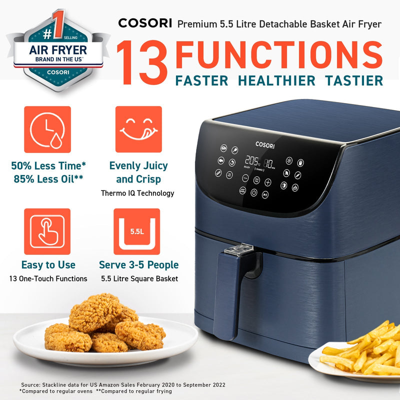 Cosori 5.5Ltr Premium Air Fryer CP158 Blue Air Fryers 