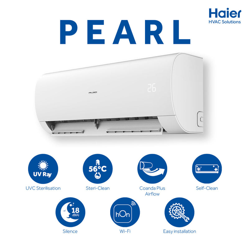Haier Air Conditioner Pearl Series 12,000 Btu A+++ Inverter Wifi AS35PBAHRA Air Conditioners 