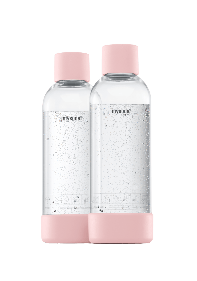 MySoda Water Bottle 1LTR (2 pack) - Multiple Colours Soda Maker Pink 