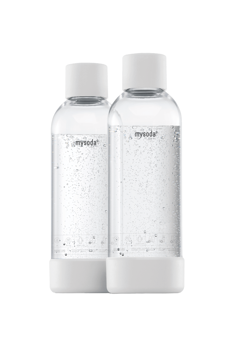 MySoda Water Bottle 1LTR (2 pack) - Multiple Colours Soda Maker White 