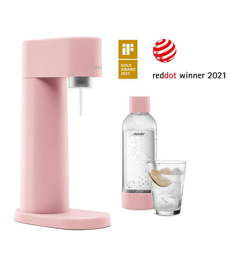 MySoda Woody Soda Maker - Pink + Extra FREE 2 x 1Ltr Bottles (Launch Offer) Soda Maker 